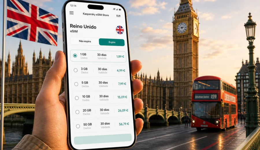 eSIM Reino Unido: internet móvel em viagem